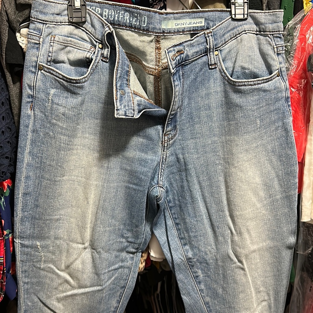 DKNY jeans. Slightly distressed. Size 12.